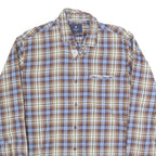 PIERRE CARDIN Mens Brown Blue & White Checked Shirt M Classic Cotton Long Sleeve