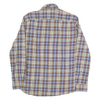 PIERRE CARDIN Mens Brown Blue & White Checked Shirt M Classic Cotton Long Sleeve