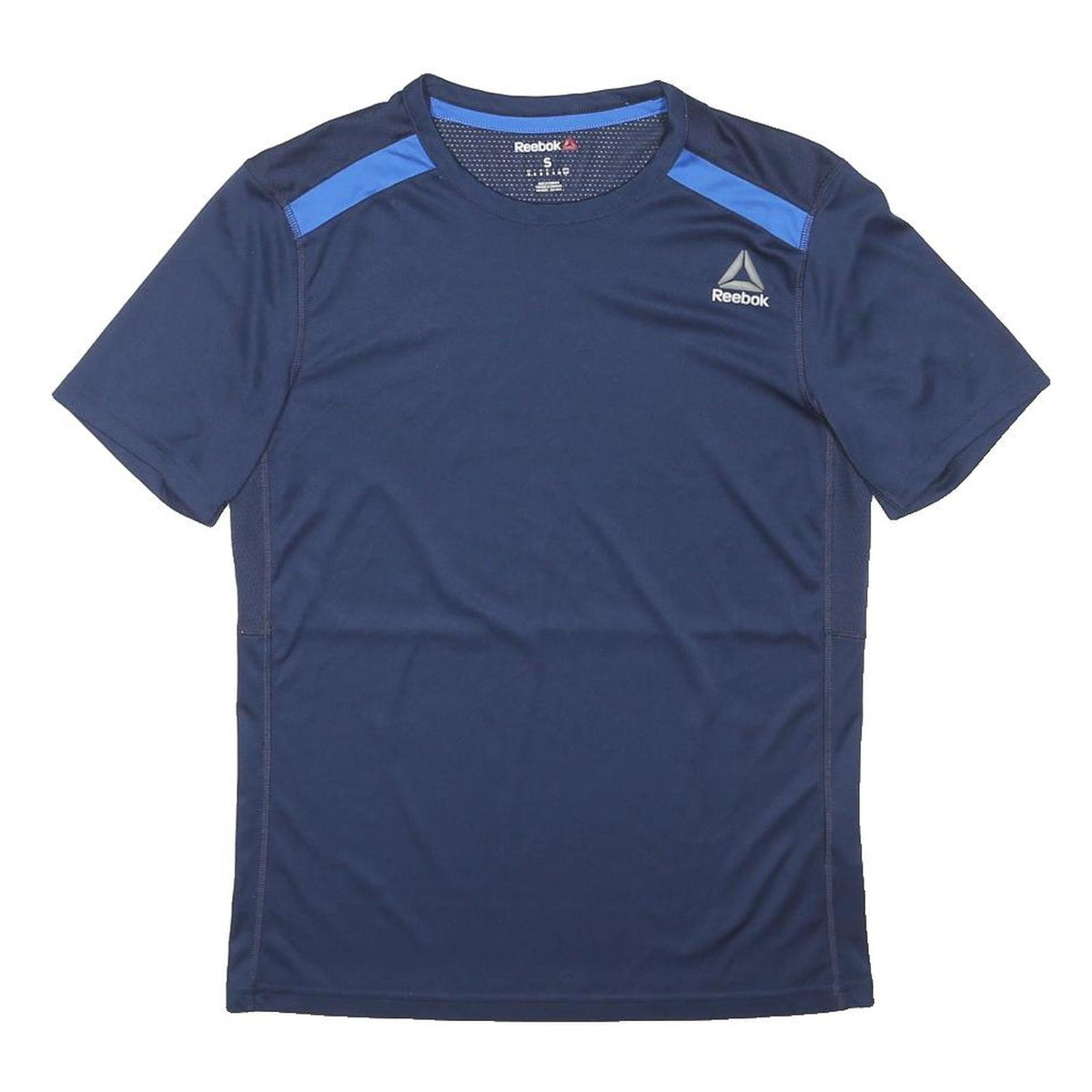 REEBOK Mens Blue & Royal Blue Graphic T-Shirt S Short Sleeve Crew Neck
