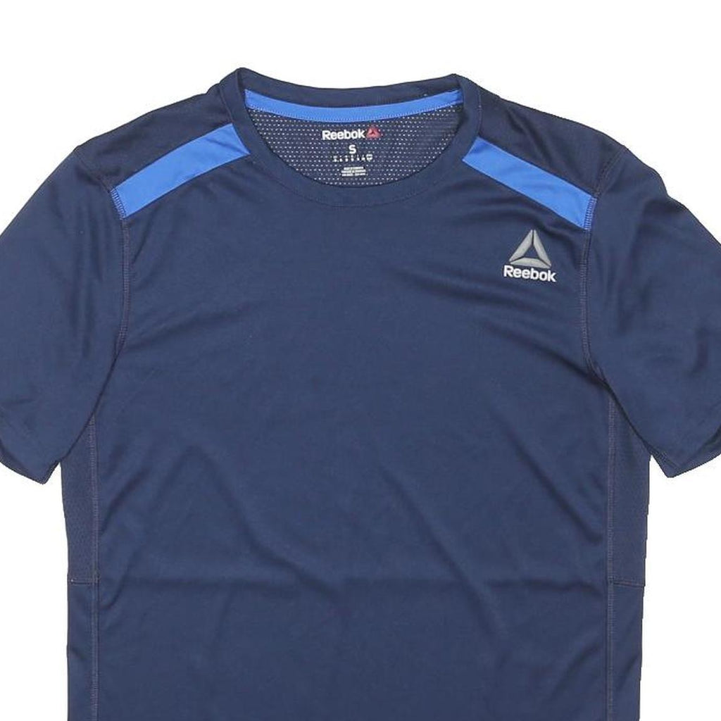 REEBOK Mens Blue & Royal Blue Graphic T-Shirt S Short Sleeve Crew Neck