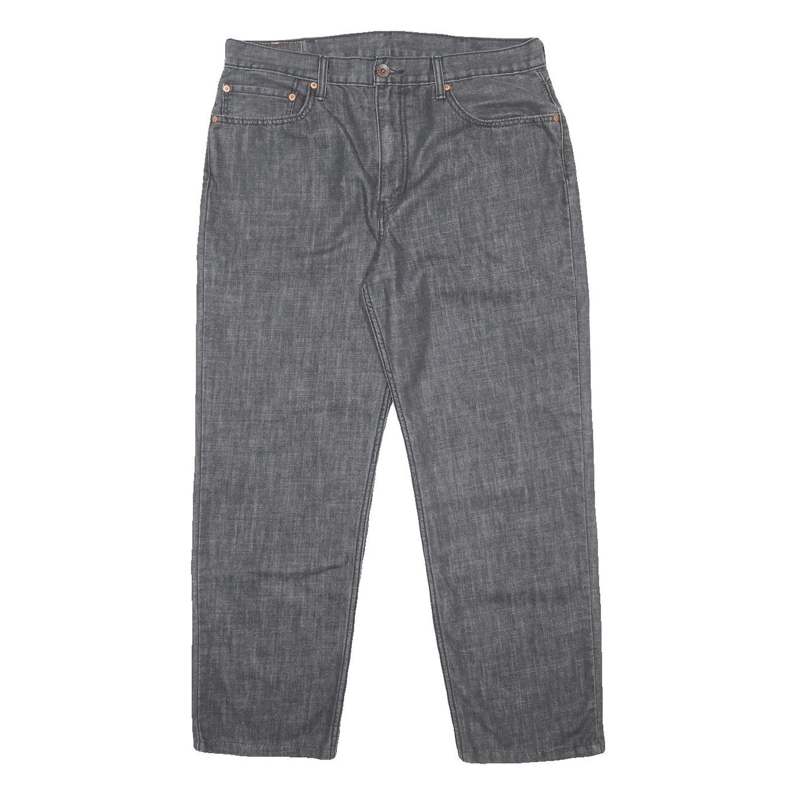 LEVI'S 504 Mens Jeans Grey Regular Straight Denim W35 L28 Classic Zip Closure
