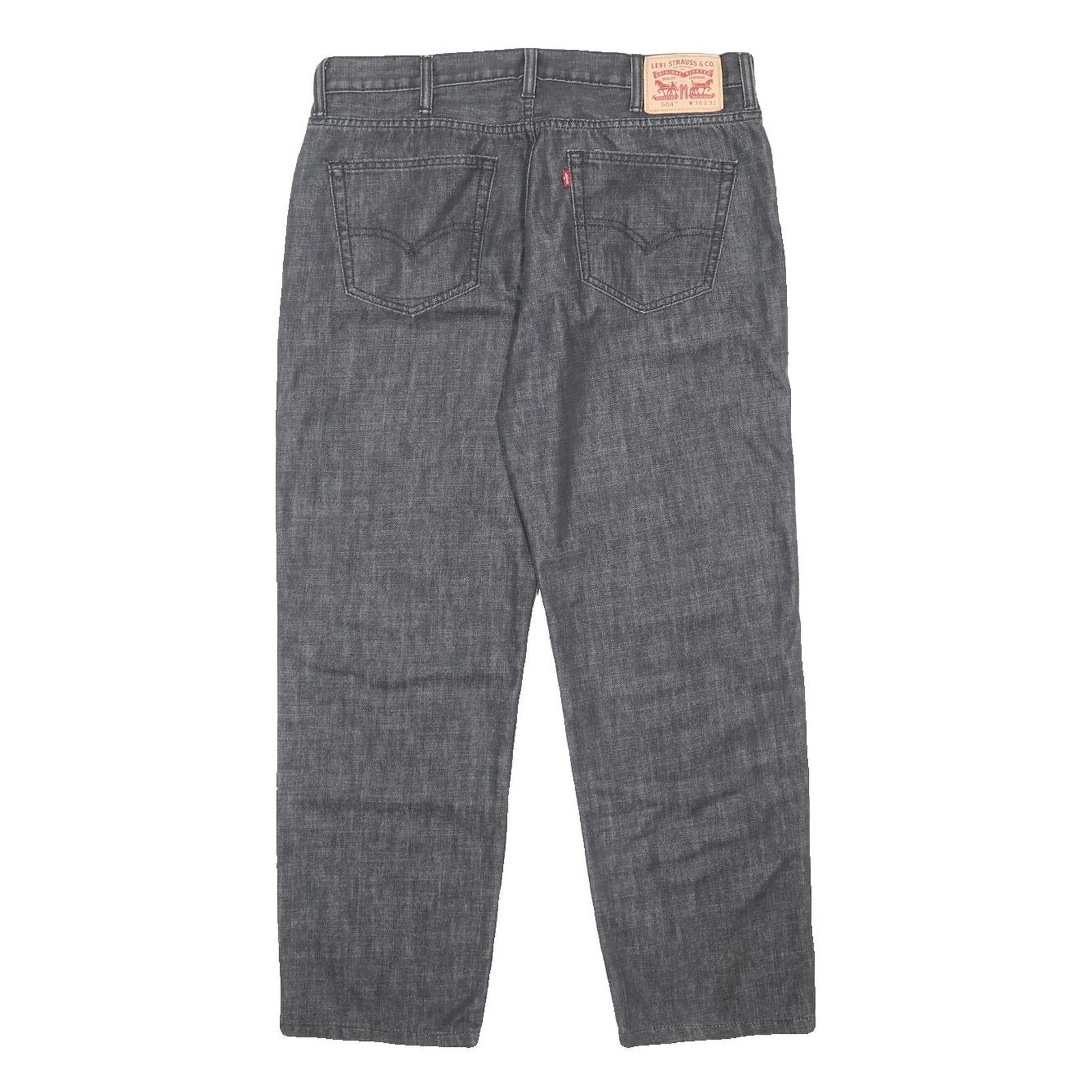 LEVI'S 504 Mens Jeans Grey Regular Straight Denim W35 L28 Classic Zip Closure