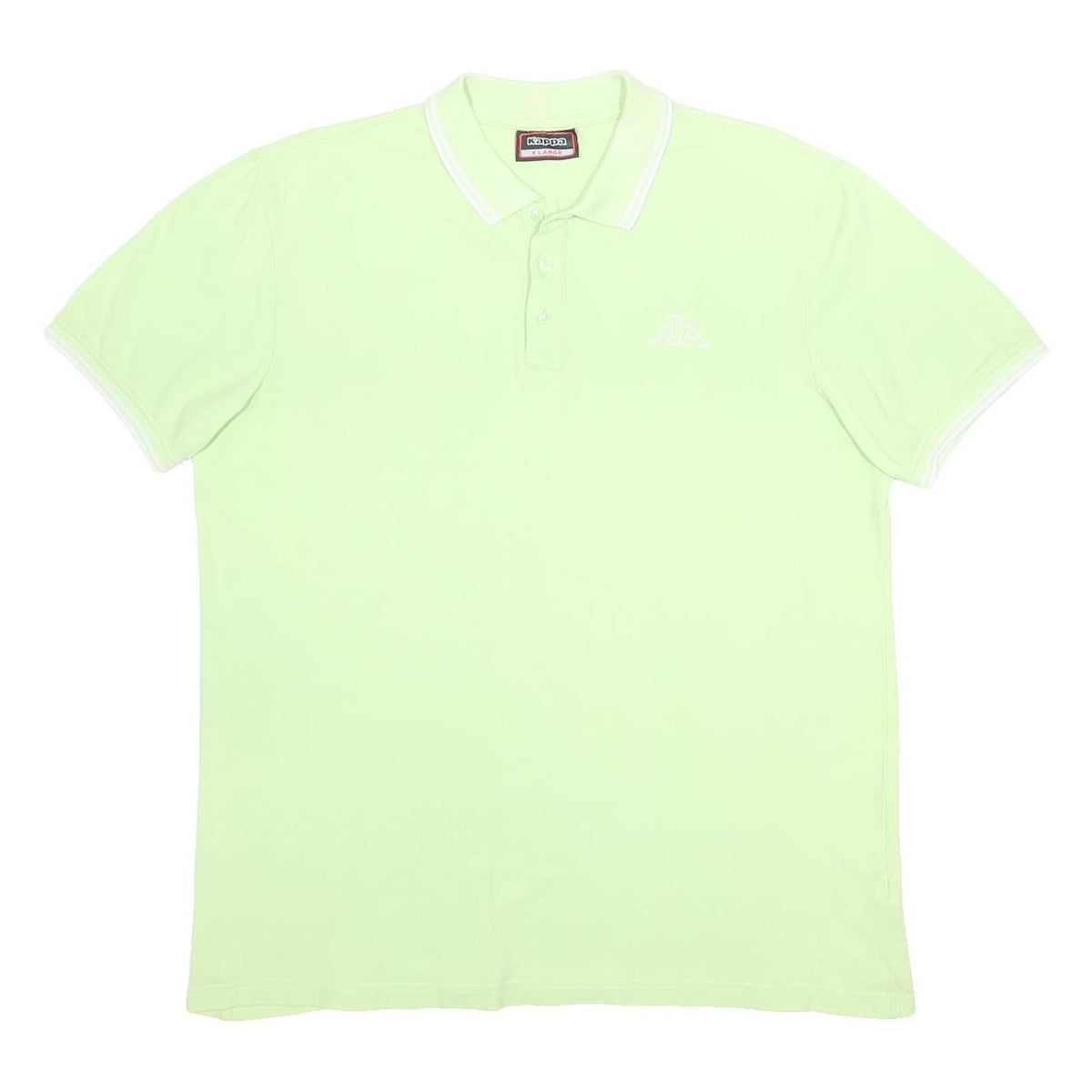 KAPPA Mens Light Green & White Short Sleeve Plain XL Cotton Polo Shirt Casual