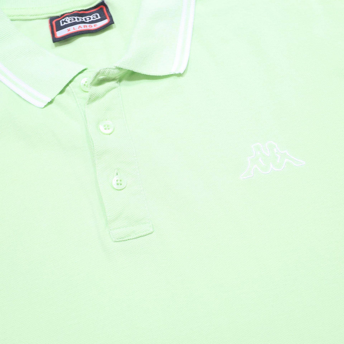KAPPA Mens Light Green & White Short Sleeve Plain XL Cotton Polo Shirt Casual