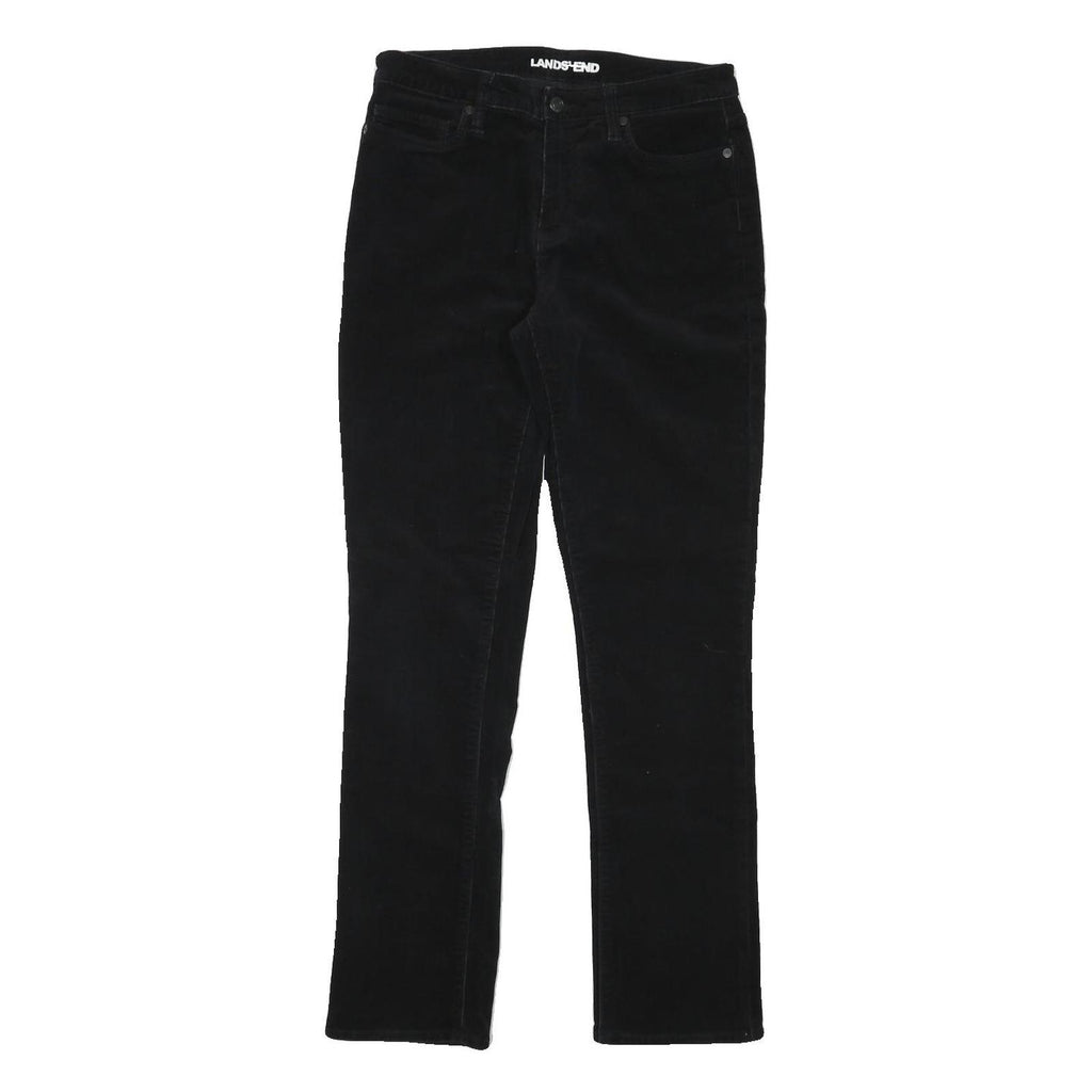 LANDS END Womens Cotton Blend Black Slim Straight Trousers W29 L30