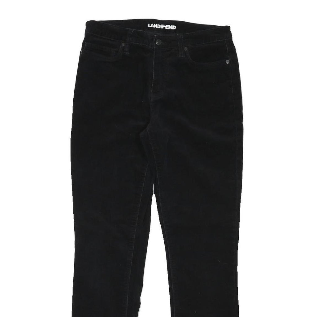 LANDS END Womens Cotton Blend Black Slim Straight Trousers W29 L30