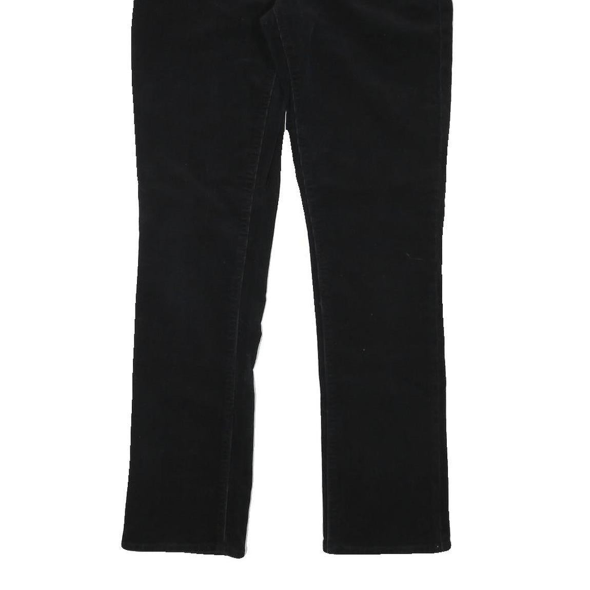 LANDS END Womens Cotton Blend Black Slim Straight Trousers W29 L30