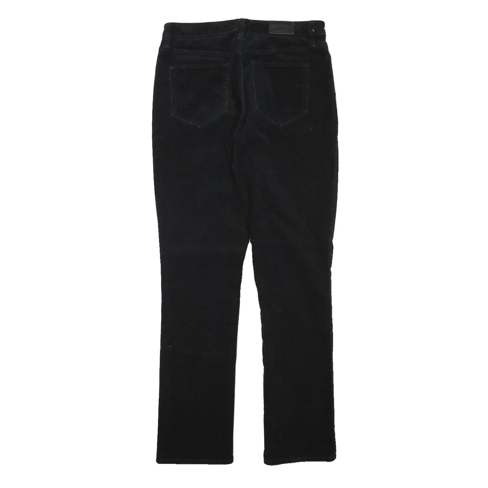 LANDS END Womens Cotton Blend Black Slim Straight Trousers W29 L30