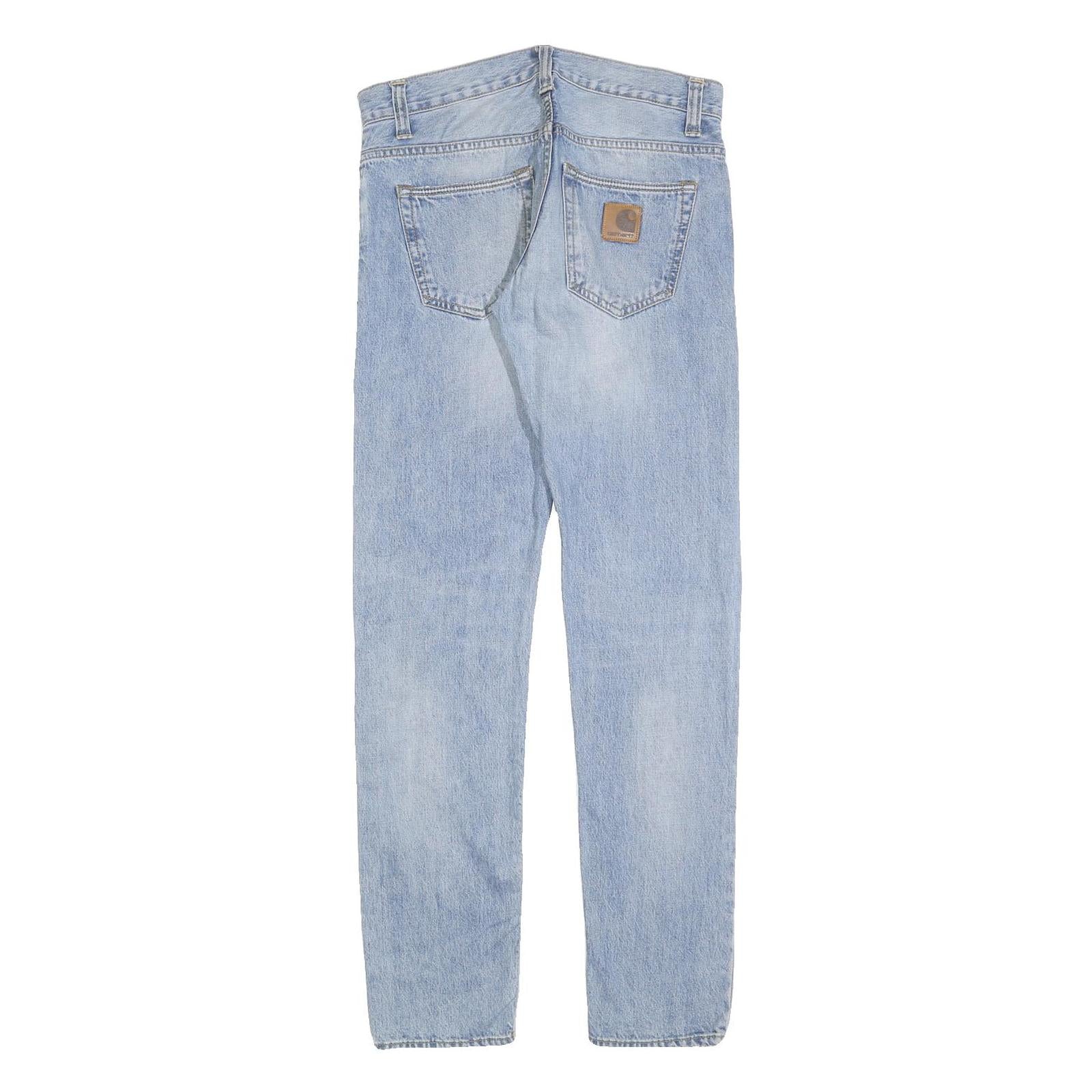 CARHARTT Mens Jeans Blue Slim Skinny Denim Light W32 L32 Cotton Blend Zip