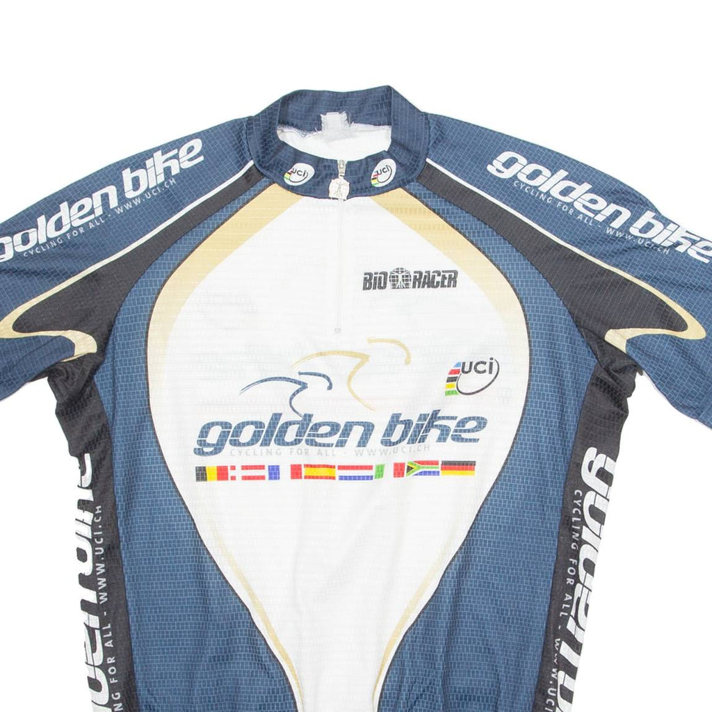 BIORACER Cycling Mens Jersey Blue 1/4 Zip M