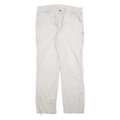 CARHARTT Mens Beige Relaxed Straight Trousers W36 L34 Cotton Blend Zip Closure