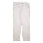 CARHARTT Mens Beige Relaxed Straight Trousers W36 L34 Cotton Blend Zip Closure