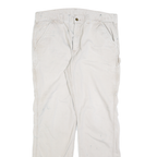 CARHARTT Mens Beige Relaxed Straight Trousers W36 L34 Cotton Blend Zip Closure