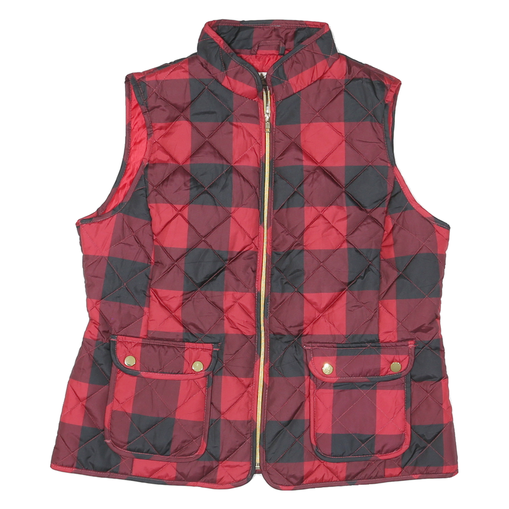 ST JOHNS BAY Mens Red & Black Quilted Jacket L Polyester Blend Zip Pockets