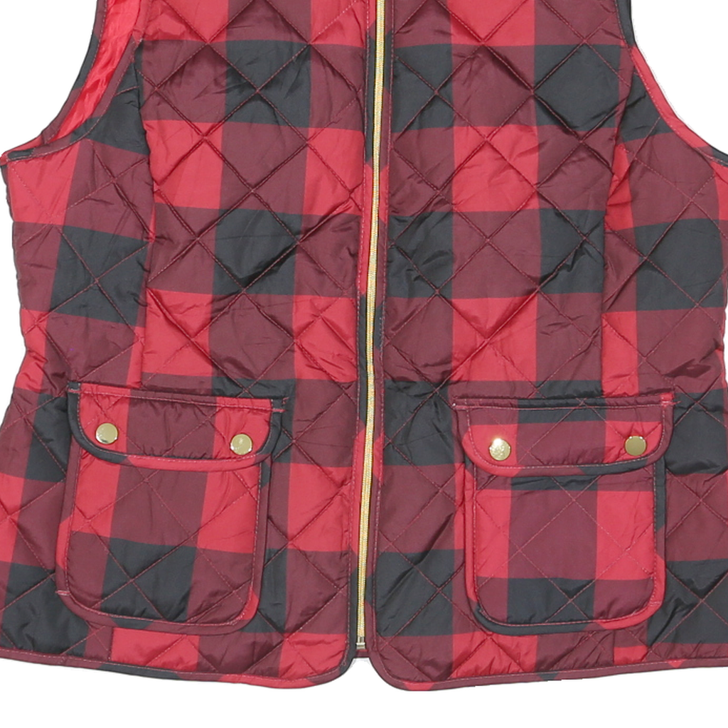ST JOHNS BAY Mens Red & Black Quilted Jacket L Polyester Blend Zip Pockets