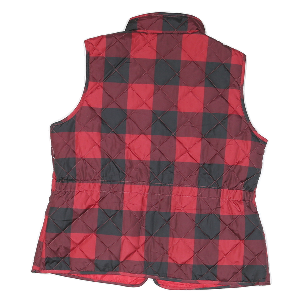 ST JOHNS BAY Mens Red & Black Quilted Jacket L Polyester Blend Zip Pockets