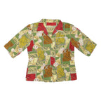 Womens Green & Red Printed Polyester Blend Shirt S Casual Patterned Blouse