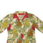 Womens Green & Red Printed Polyester Blend Shirt S Casual Patterned Blouse