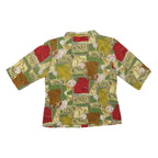 Womens Green & Red Printed Polyester Blend Shirt S Casual Patterned Blouse