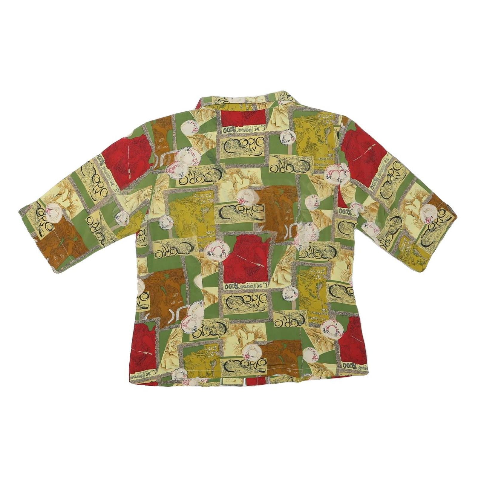 Womens Green & Red Printed Polyester Blend Shirt S Casual Patterned Blouse