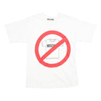 MOSCHINO Mens White Graphic T-Shirt S Short Sleeve Crew Neck Cotton