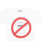 MOSCHINO Mens White Graphic T-Shirt S Short Sleeve Crew Neck Cotton