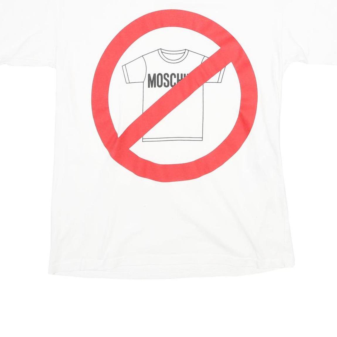 MOSCHINO Mens White Graphic T-Shirt S Short Sleeve Crew Neck Cotton