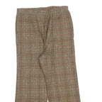 Womens Regular Fit Checked Zip Trousers W30 L24 Brown Beige Classic Pattern