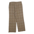 Womens Regular Fit Checked Zip Trousers W30 L24 Brown Beige Classic Pattern