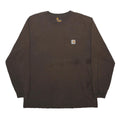 CARHARTT Mens Brown Long Sleeve Crew Neck Pocket T-Shirt L Classic Cotton