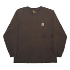 CARHARTT Mens Brown Long Sleeve Crew Neck Pocket T-Shirt L Classic Cotton