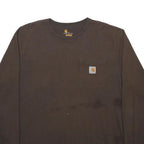 CARHARTT Mens Brown Long Sleeve Crew Neck Pocket T-Shirt L Classic Cotton