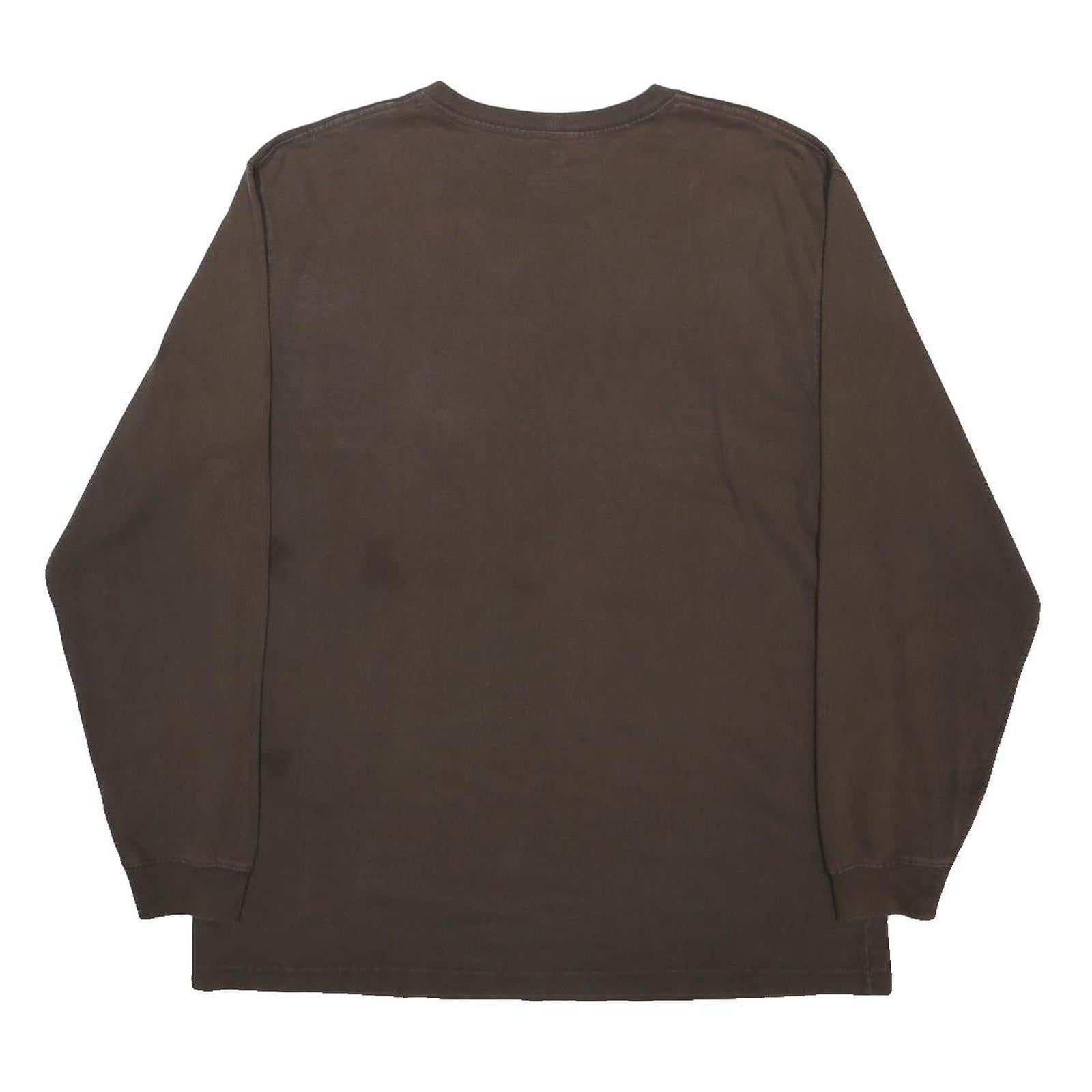 CARHARTT Mens Brown Long Sleeve Crew Neck Pocket T-Shirt L Classic Cotton