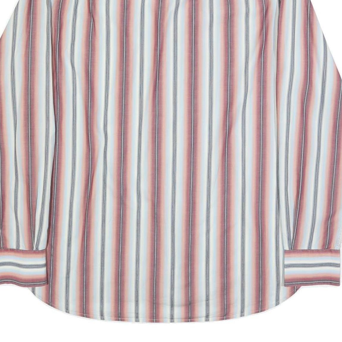 TOMMY HILFIGER Mens Red & Blue Striped Shirt L Classic Button-Down Cotton