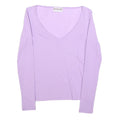 MORGAN Womens Lilac Basic Top Long Sleeve V-Neck M Lightweight Stretch