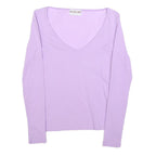 MORGAN Womens Lilac Basic Top Long Sleeve V-Neck M Lightweight Stretch