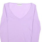 MORGAN Womens Lilac Basic Top Long Sleeve V-Neck M Lightweight Stretch