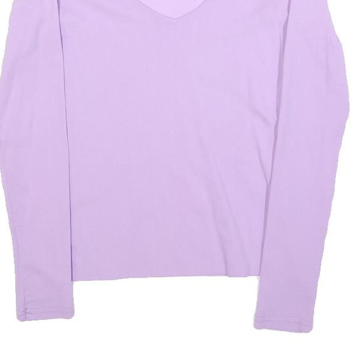 MORGAN Womens Lilac Basic Top Long Sleeve V-Neck M Lightweight Stretch