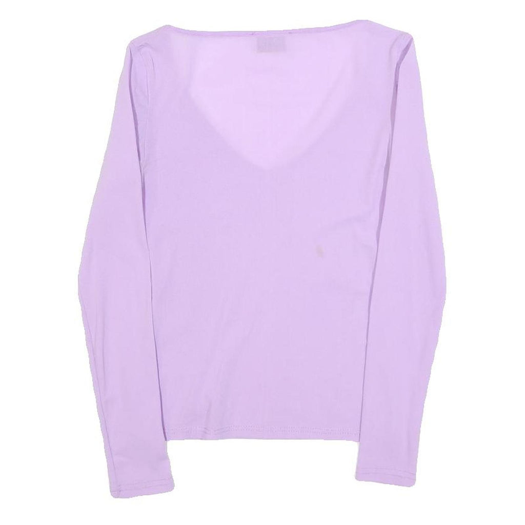 MORGAN Womens Lilac Basic Top Long Sleeve V-Neck M Lightweight Stretch