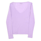 MORGAN Womens Lilac Basic Top Long Sleeve V-Neck M Lightweight Stretch