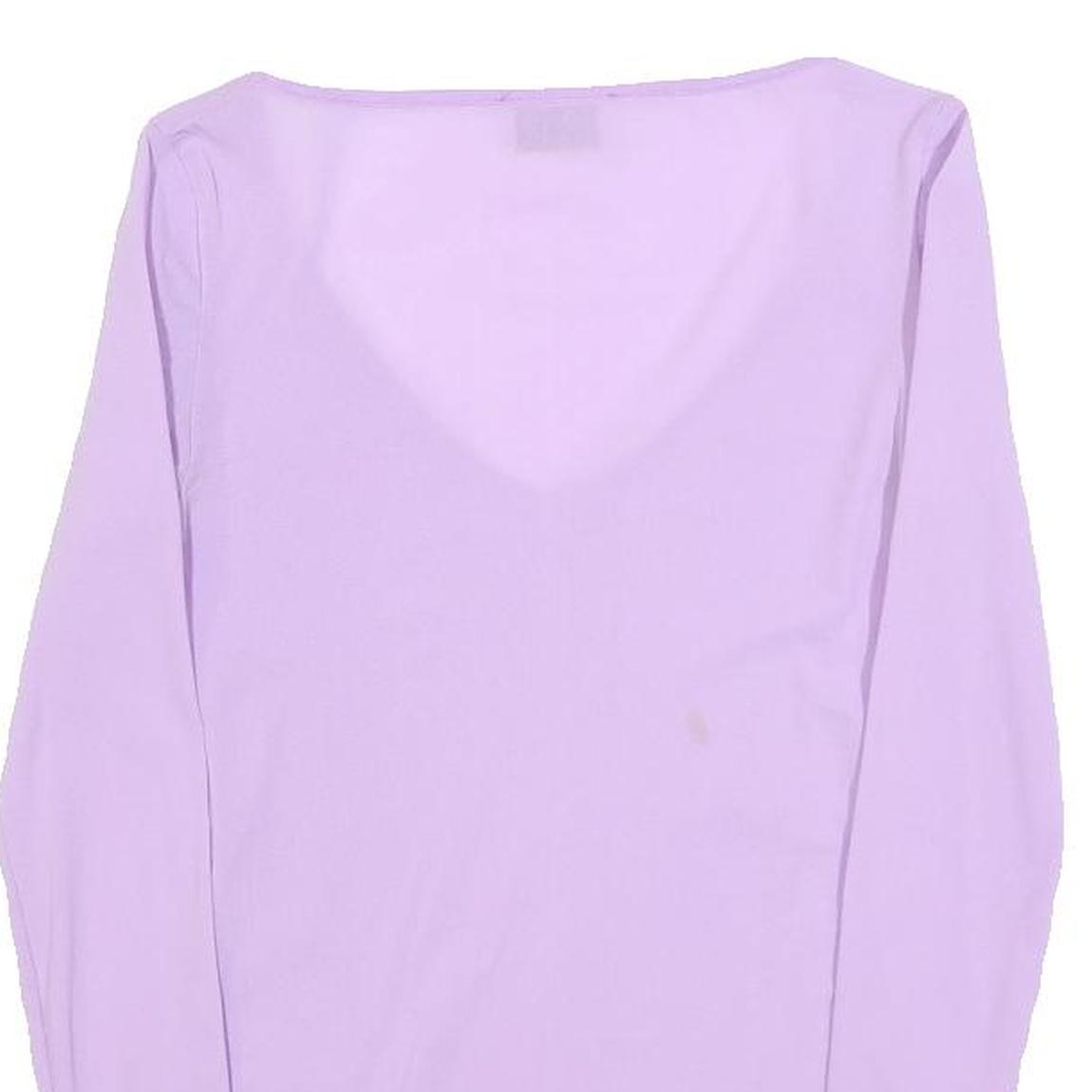 MORGAN Womens Lilac Basic Top Long Sleeve V-Neck M Lightweight Stretch