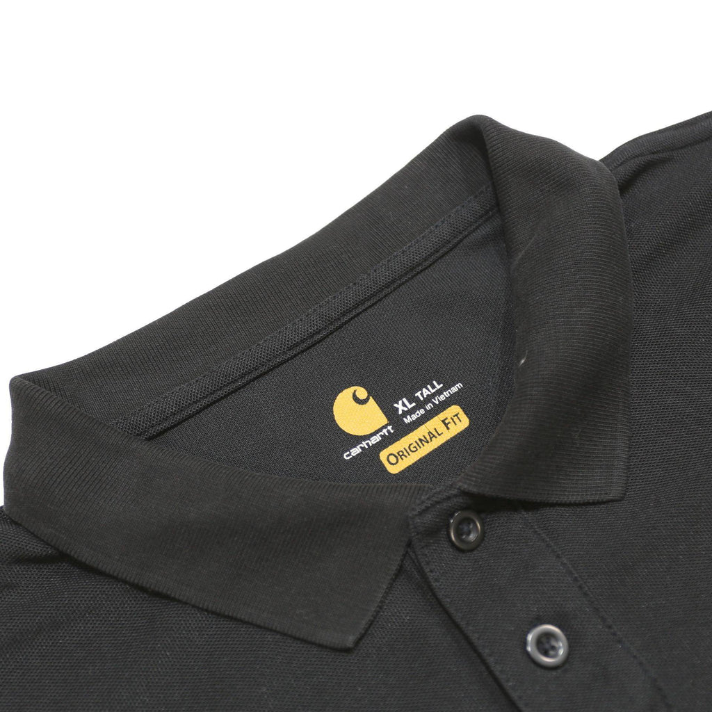 CARHARTT Mens Black Polo Shirt XL Logo Pocket Short Sleeve Workwear