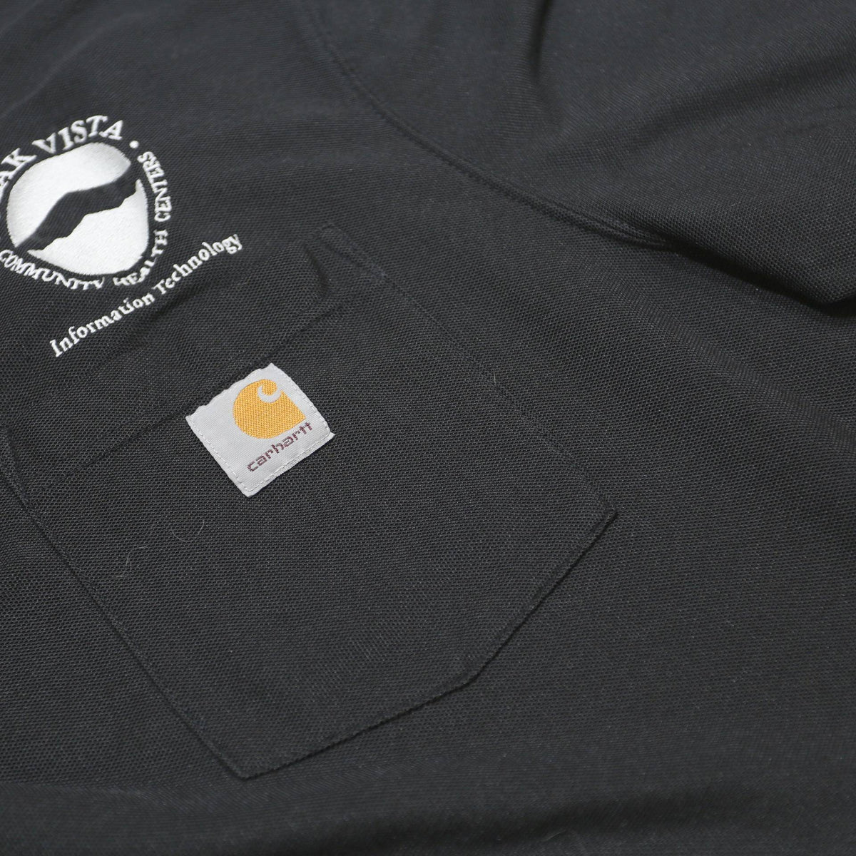 CARHARTT Mens Black Polo Shirt XL Logo Pocket Short Sleeve Workwear