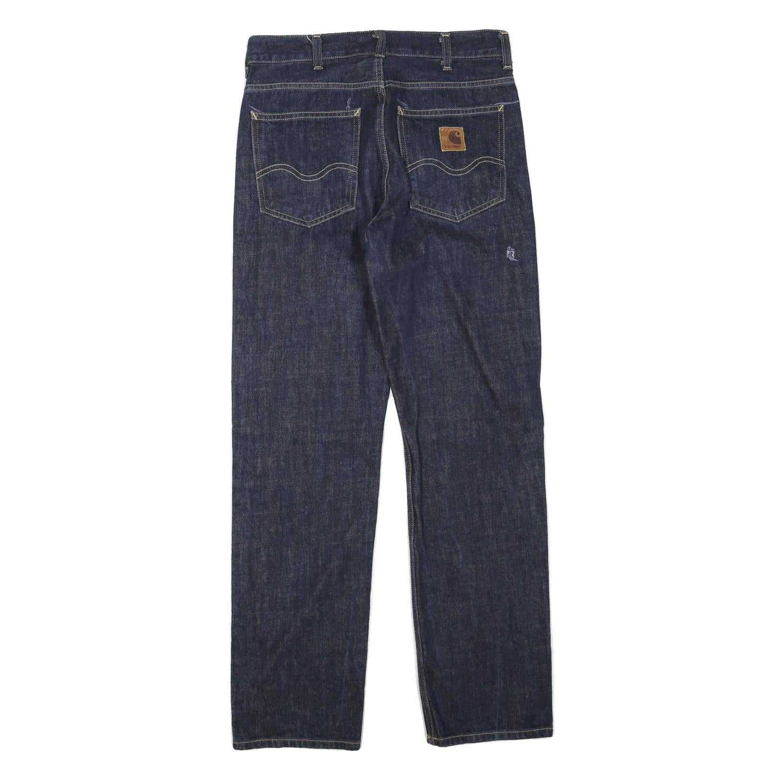 CARHARTT Mens Jeans Blue Regular Straight Denim Raw W28 L32 Durable Workwear