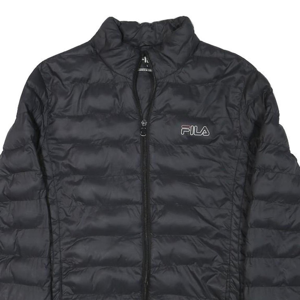 FILA Womens Black Outdoor Jacket L Polyester Blend Microfibre Plain Lightweight