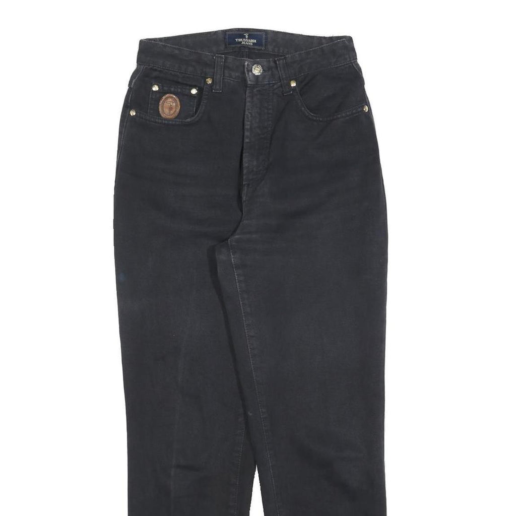 TRUSSARDI Womens Jeans Black Cotton Blend Regular W25 L28 Stylish Zip Closure