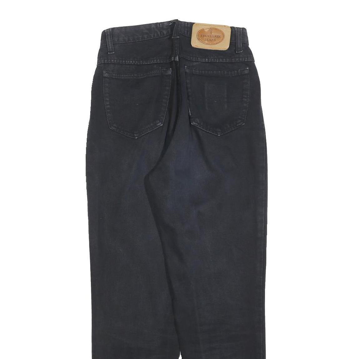 TRUSSARDI Womens Jeans Black Cotton Blend Regular W25 L28 Stylish Zip Closure
