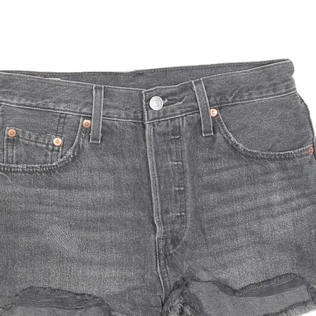 LEVI'S Womens Shorts Grey Denim Casual Cut-Off S W28 Frayed Hem Retro Style