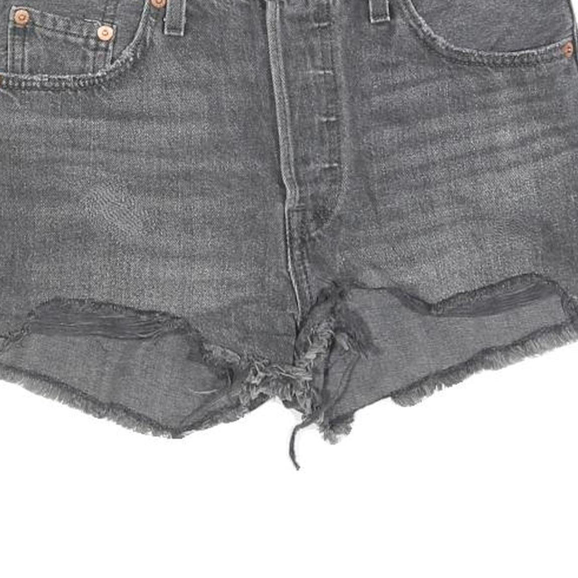 LEVI'S Womens Shorts Grey Denim Casual Cut-Off S W28 Frayed Hem Retro Style