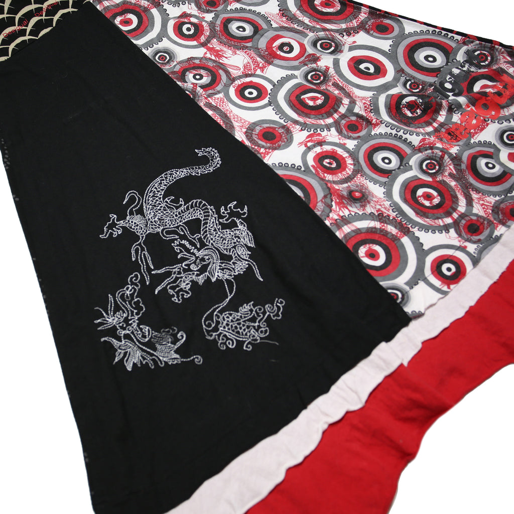 DESIGUAL Y2K Womens Black & Red Patchwork Day Cotton Blend Dress S Graphic
